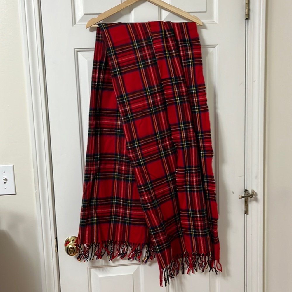 Large red checkered scarf